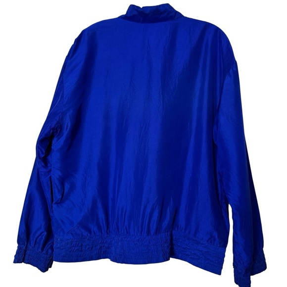 Vintage Strictly Silk Blue Embroidered Jacket โ M 90s Festival Windbreaker - Picture 3 of 6